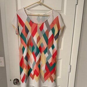 12 Pm By Mon Ami Multicolor Geometric Short Sleeve Dress Mini L Large 12pm multi